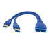 JSER Dual Port USB 3.0 A Male to 20 Pin Male Motherboard Extension Cable Adapter, 5Gbps