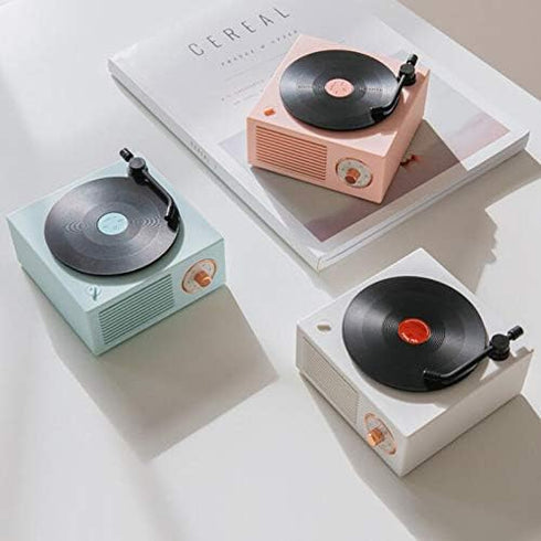 Vinyl Record Player Style Bluetooth Speaker, Classic Green Look, Gift for Girls, Loud Volume Speaker by Wetocke