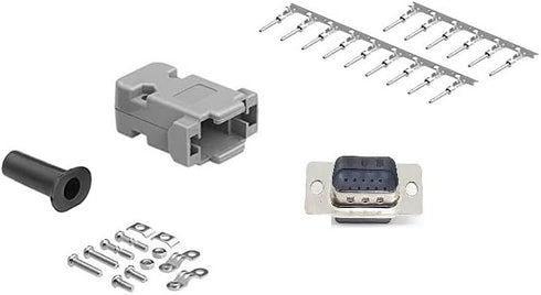 D-Sub Connector Crimp Unshielded Plastic Hood DIY Kit, High Density DB15, Male