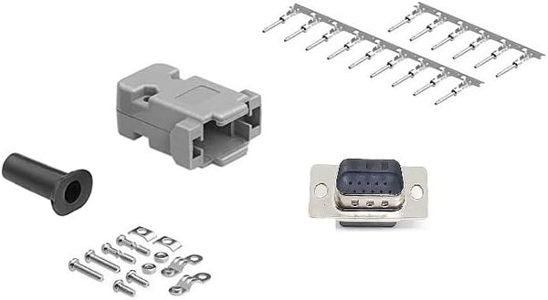 D-Sub Connector Crimp Unshielded Plastic Hood DIY Kit, High Density DB15, Male