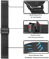 FitTurn Slim Mesh Stainless Steel Quick Release Wristband for Cubitt Aura Pro Smartwatch, Adjustable Strap