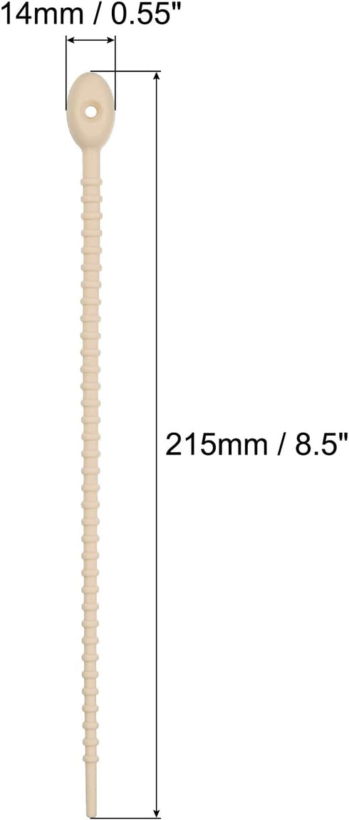 MECCANIXITY 15 Pack Silicone Cable Ties 8.5 Inch Reusable Zip Ties Silicone Twist Ties for Home Office Kitchen Organizer Food Bag Cord Key Management (Beige) by MECCANIXITY