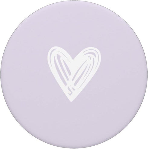 Cute Pastel Lavender Minimalist White Heart Scribble Design PopSockets Swappable PopGrip