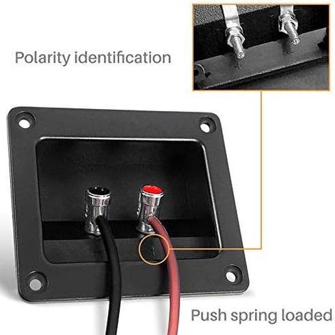Kalevel 2pcs 2-Way Speaker Box Terminal Cup Square Binding Post Spring Loaded 93x80mm for DIY Home Car Stereo Subwoofer with 10pcs Screws