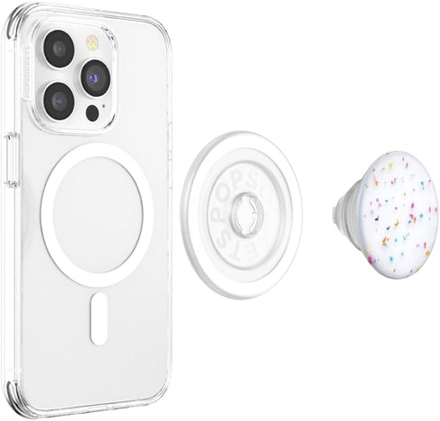 PopSockets Phone Grip with Expanding Kickstand, Circus Regrind Coco Crème, Compatible with MagSafe, Adapter Ring