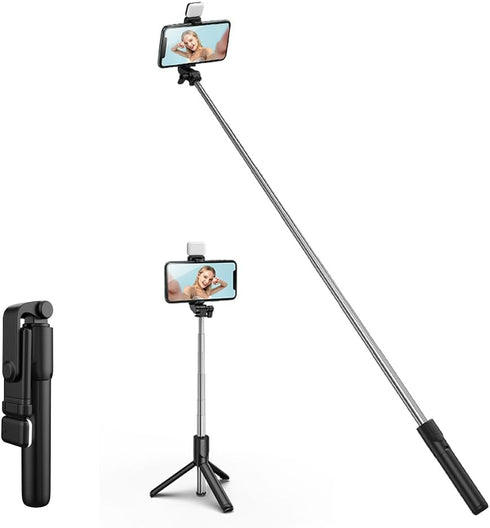 Tianle Selfie Stick, 4 in 1 Selfie Stick Tripod with Light, Extendable and
