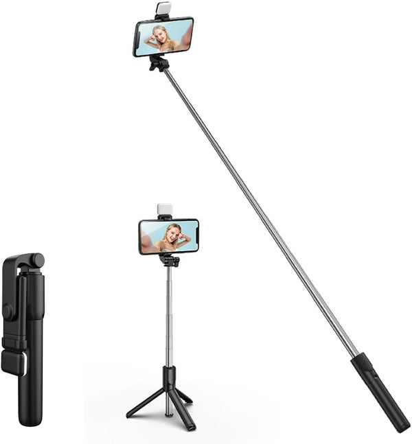 Tianle Selfie Stick, 4 in 1 Selfie Stick Tripod with Light, Extendable and