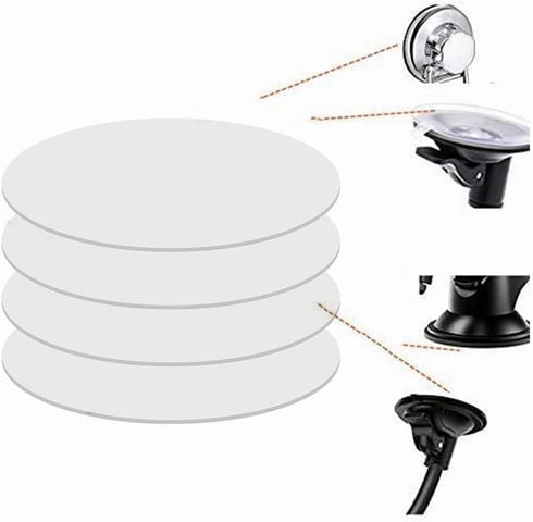 4 PCS 80mm Circular Double Side Sticker Dashboard/Windshield Pad for Suction Cup Car Phone Mount, Clear