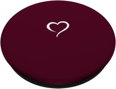 Burgundy Dark Wine Red Hand Drawn Heart Minimalist Love PopSockets Standard PopGrip