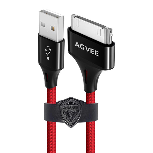 AGVEE 6ft Charging Cable 2 Pack for iPhone 4S, MFI Certified 30 Pin Braided Fast Charger, Compatible with iPad/iPod, Red