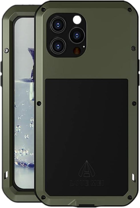 LOVE MEI Heavy Duty Case for iPhone 13 Pro Max, Outdoor Sports Waterproof, Shockproof, Dustproof with Tempered Glass