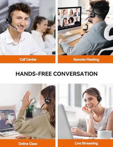 TECKNET Wireless Headset, Bluetooth Headphones with Noise Cancelling Microphone, Hands-Free for Cellphone/PC/Home