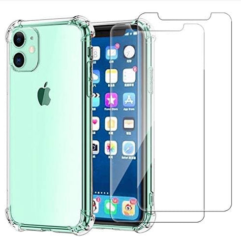 iPhone 11 Clear Case with 2 Screen Protectors, Maximum Shock Absorption Protection, Compatible with Apple iPhone 11