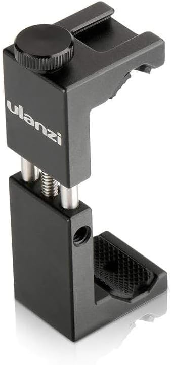 ULANZI ST-02S Aluminum Phone Tripod Mount with Cold Shoe, Universal Metal Adjustable Clamp for iPhone & Samsung