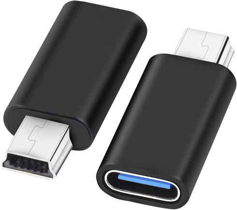 leizhan 2 Pack, 2.0 MP3 USB C to Mini USB Adapter, USB-C Female to Mini USB Male Adapter, Compatible