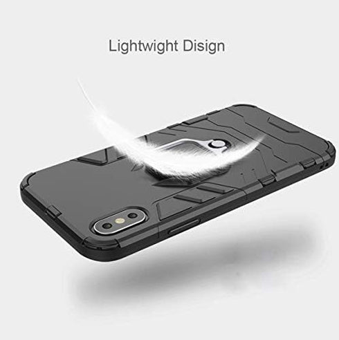 Urspasol for OnePlus 7T Case - Tempered Glass Screen Protector, Heavy Duty Armor Bumper Cover with Ring Holder (Black)