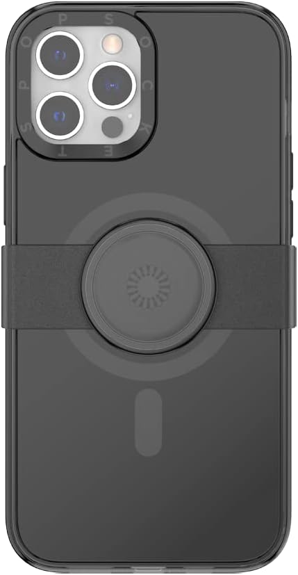 PopSockets Black iPhone 12 Case and iPhone 12 Pro Case with Phone Grip and Slide Compatible with MagSafe