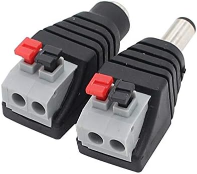 DC Power Connector Plug, 10 Pairs Male and Female 5.5mm x 2.1mm Power Jack Adapter for CCTV Camera