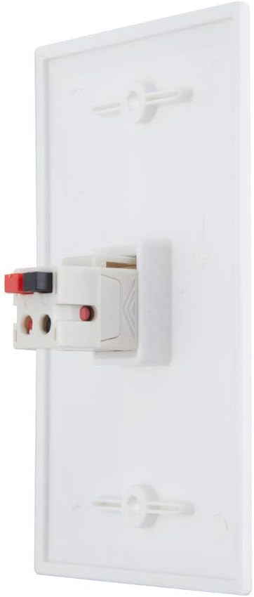 1 Port Speaker Jack Module Keystone Single Gang Wall Plate for Home Theater - White (1-Port)