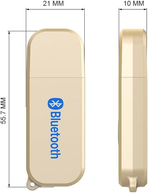 Mini Bluetooth 5.3 Car Adapter, USB Bluetooth Receiver with 3.5mm Aux Jack, Hands-Free Car Kit with Built-in Mic