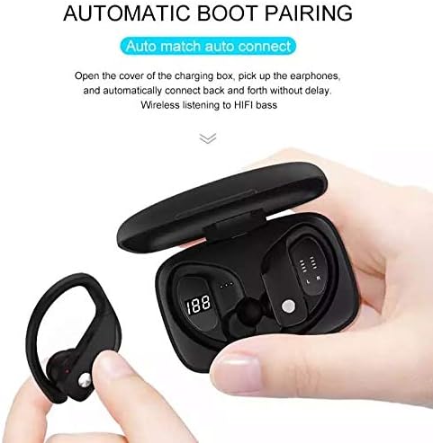 SUNOL T16 Wireless Earbuds 80hrs Playtime Wireless Charging Case Digital Display,Wireless Earbuds Bluetooth Headphones, LED Display Over-Ear Buds, Earhooks Built-in Mic Headset for Sport