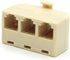 Modular Telephone Splitter Adapter RJ11 6P4C, 3-Way Line Socket Triplex Divider Connector, Beige (Pack of 2)