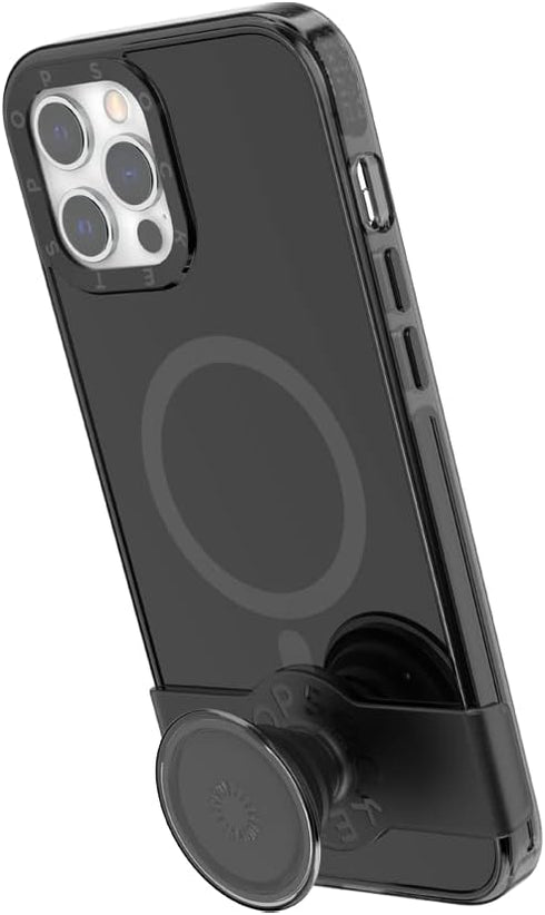 PopSockets Black iPhone 12 Case with Phone Grip, Slide Compatible with MagSafe for iPhone 12 Pro