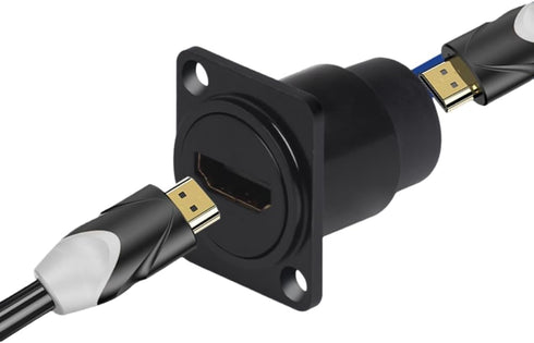 HDMI 4K@60Hz D Panel Mount Connector with Waterproof Cover - Female-to-Female HDMI Coupler Adapter, 3D & 4K Supported, Extendable for Car, Computer, Blu-Ray, HDTV & Projectors