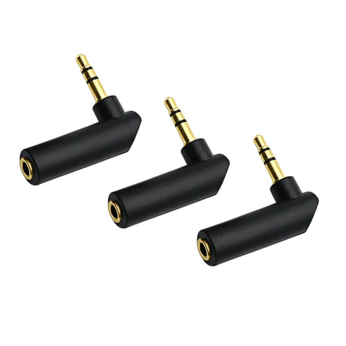 3.5mm Angle Male to Female Audio Adapter, 90 Degree Right Angle Gold-Plated TRS Stereo Jack Plug for Headset, Tablets