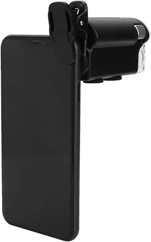60-100X Clip-on Microscope with LED Light, Portable Magnifier Loupe for Universal Mobile Phones