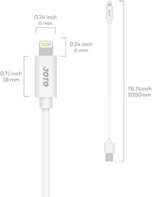 JOTO 6.6ft Lightning Cable, Compatible with iPhone 13 Pro Max, 13 Mini, 12, 11, XS, XR, X, 8 Plus, SE, iPad, White
