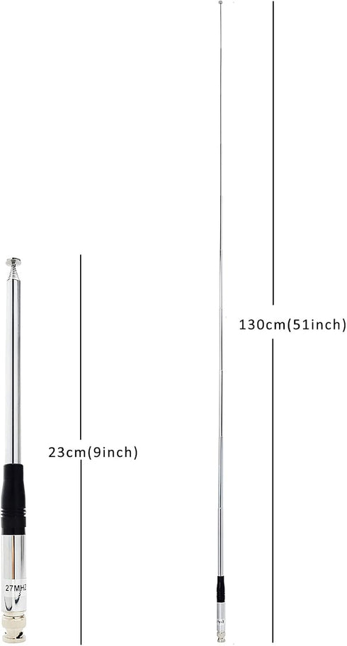 HYS 27Mhz 9-Inch 51-inch Radio(27Mhz) Antenna to Telescopic/Rod HT Antennas for CB Handheld/Portable Radio with BNC