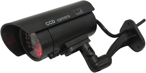 Dummy Security Camera Bullet Fake CCTV System, 4 Pack Indoor Outdoor with Realistic Flashing Lights and Warning Stickers