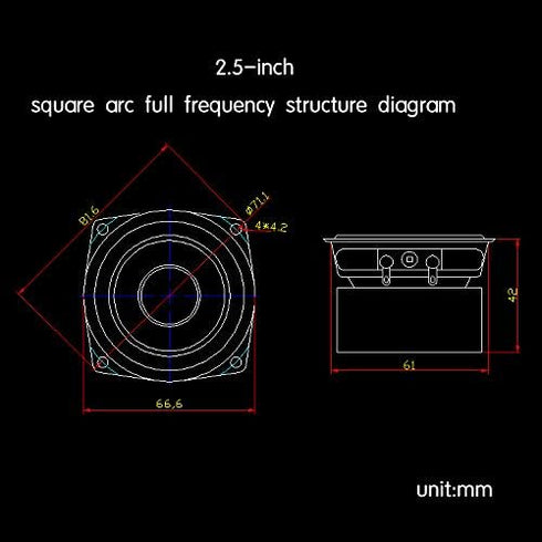 Douk Audio 1PC Hi-Fi 2.5" 8 Ohm Desktop Full Range Speaker, High Sensitivity for Home & Car Audio 8-15W