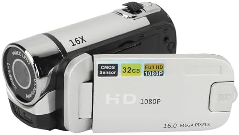 Video Camera Camcorder, 1080P 16MP Digital Camera Recorder, 2.4 Inch Rotatable Screen
