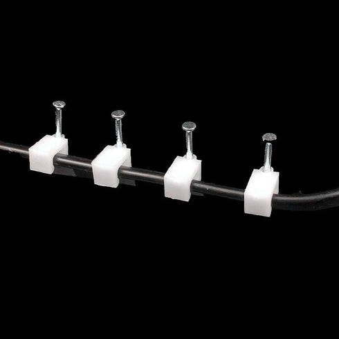 200 PCS 6mm Flat Ethernet Cable Wire Clips with Nail for Ethernet Cable Management, Single Coaxial Cable Clamps