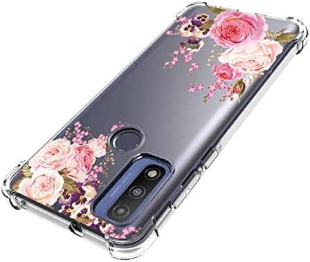Moto G Pure Case, Moto G Power 2022 Case, TPU Soft Rubber Reinforced Anti-Fall Mobile Phone Cover (Pink Flower)