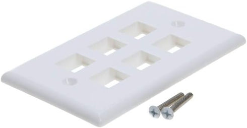 10-Pack 6 Port Keystone Wall Plate, Hexa Gang White Jack Insert for Ethernet, Coax, HDMI WallPlate Cover