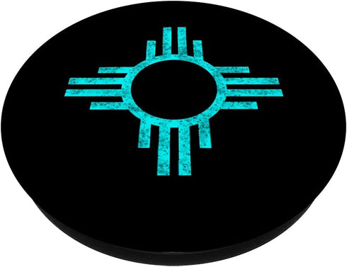 New Mexico Turquoise Distressed Vintage Zia Symbol PopSockets Swappable PopGrip