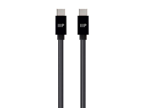 Monoprice Charge and Sync Type-C to Type-C Cable - 6 Feet - Black, USB 2.0, Fast Charging, Up to 5A/100W