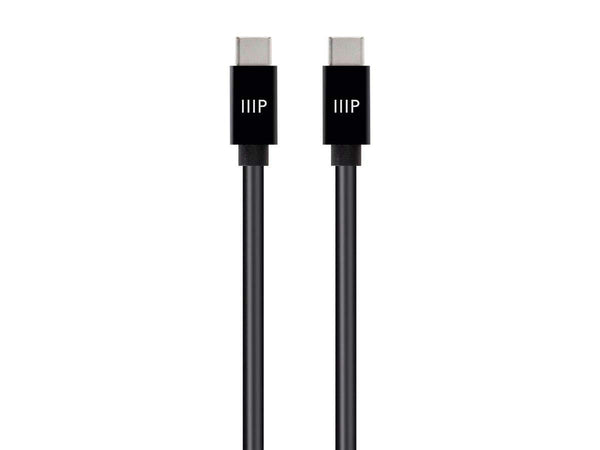 Monoprice Charge and Sync Type-C to Type-C Cable - 6 Feet - Black, USB 2.0, Fast Charging, Up to 5A/100W
