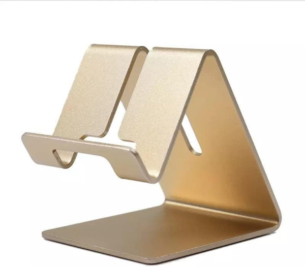 Gold Aluminium Alloy Cell Phone Stand, Universal Desktop Holder for All Mobile Smartphones, Office Decor