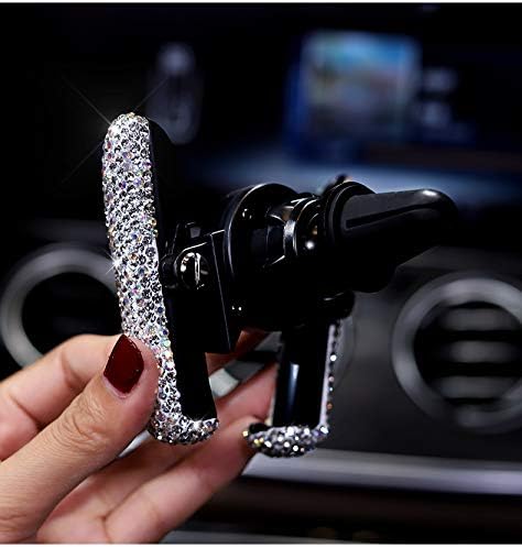 Best Bling Rhinestone Crystal Mini Car Dash Air Vent Phone Holder - Automatic Adjustable (Silver)