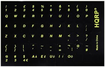 HQRP Yellow Lettering Keyboard Stickers for All Devices