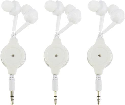 Retractable Earbuds, 3pcs Wired Retractable Earphone Stereo in-Ear Earbuds 3.5mm Jack Earphones for Cell Phones Tablets
