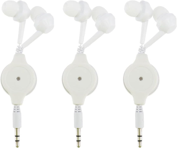 Retractable Earbuds, 3pcs Wired Retractable Earphone Stereo in-Ear Earbuds 3.5mm Jack Earphones for Cell Phones Tablets
