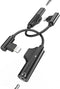 MFI Certified iPhone Adapter Lightning to 3.5mm AUX Jack Audio Dongle 2-in-1 Splitter (2 Pack) for iPhone 7-13 Pro Max.