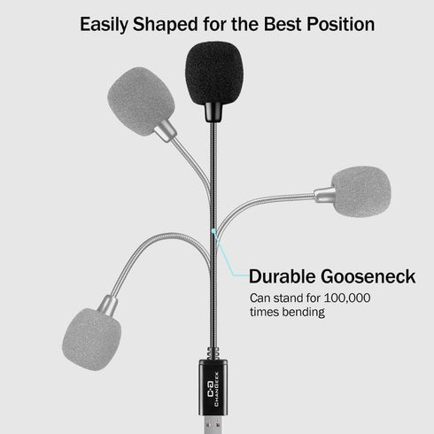 Mini USB Microphone for Laptop and Desktop, Gooseneck & Universal USB Sound Card, Ideal for Remote Work