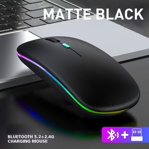 2 Pack Wireless Bluetooth Mouse, LED Dual Mode Rechargeable Silent Slim Laptop Mouse, Portable for Laptop/Desktop