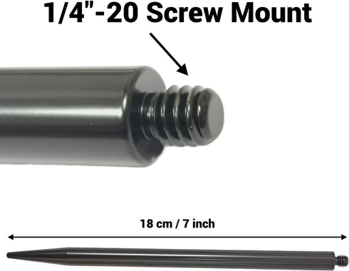 YKI 7 Inches 1/4"-20 Ground Metal Spike Stake for Monopod Selfie Stick, Stainless Steel Spike Stake for Action Camera